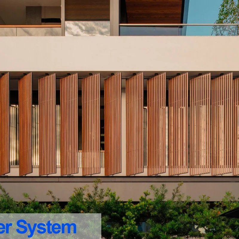 Adjustable aluminum louver sunshade LV80 on a building facade