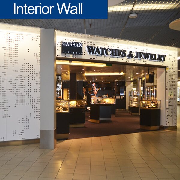Perforated aluminum panel for Shopping Malls - detail view