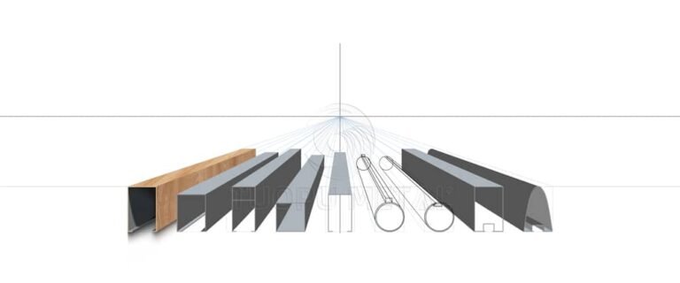 Aluminum baffle ceiling - detail view