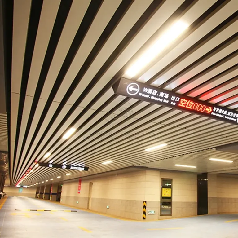 Aluminum baffle ceiling - detail view