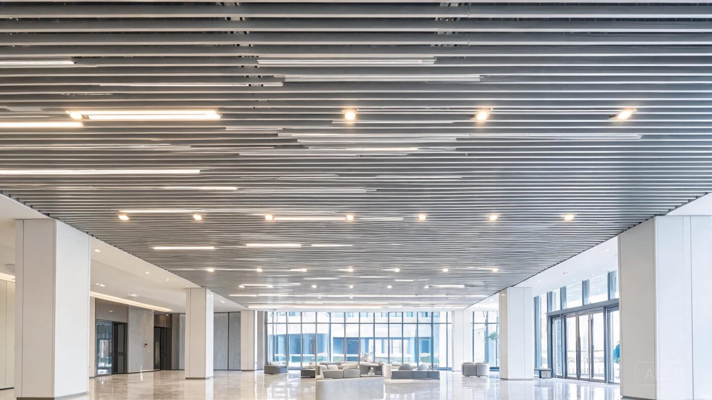 Clip-in aluminum ceiling tile - detail view