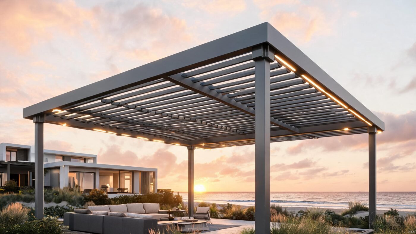 Aluminum pergola - detail view
