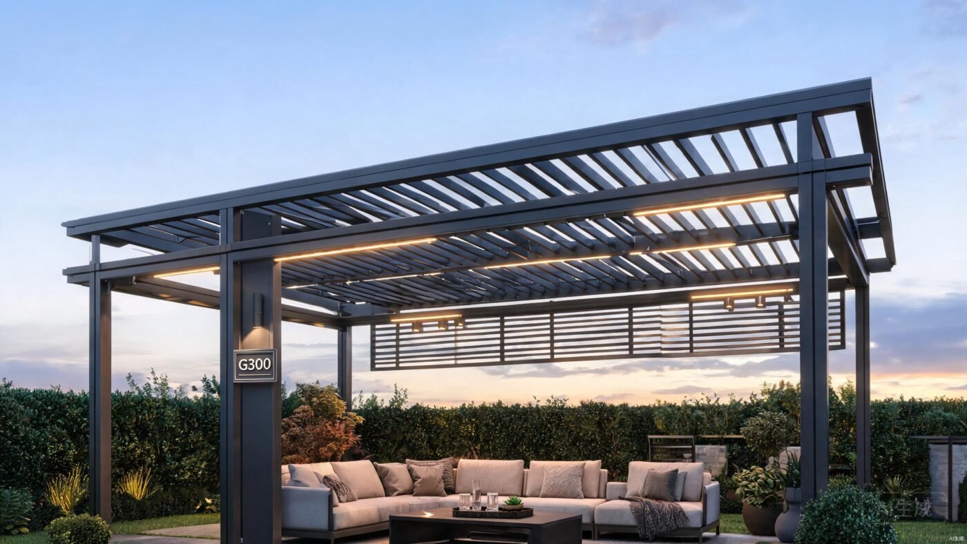 Aluminum louver system - detail view