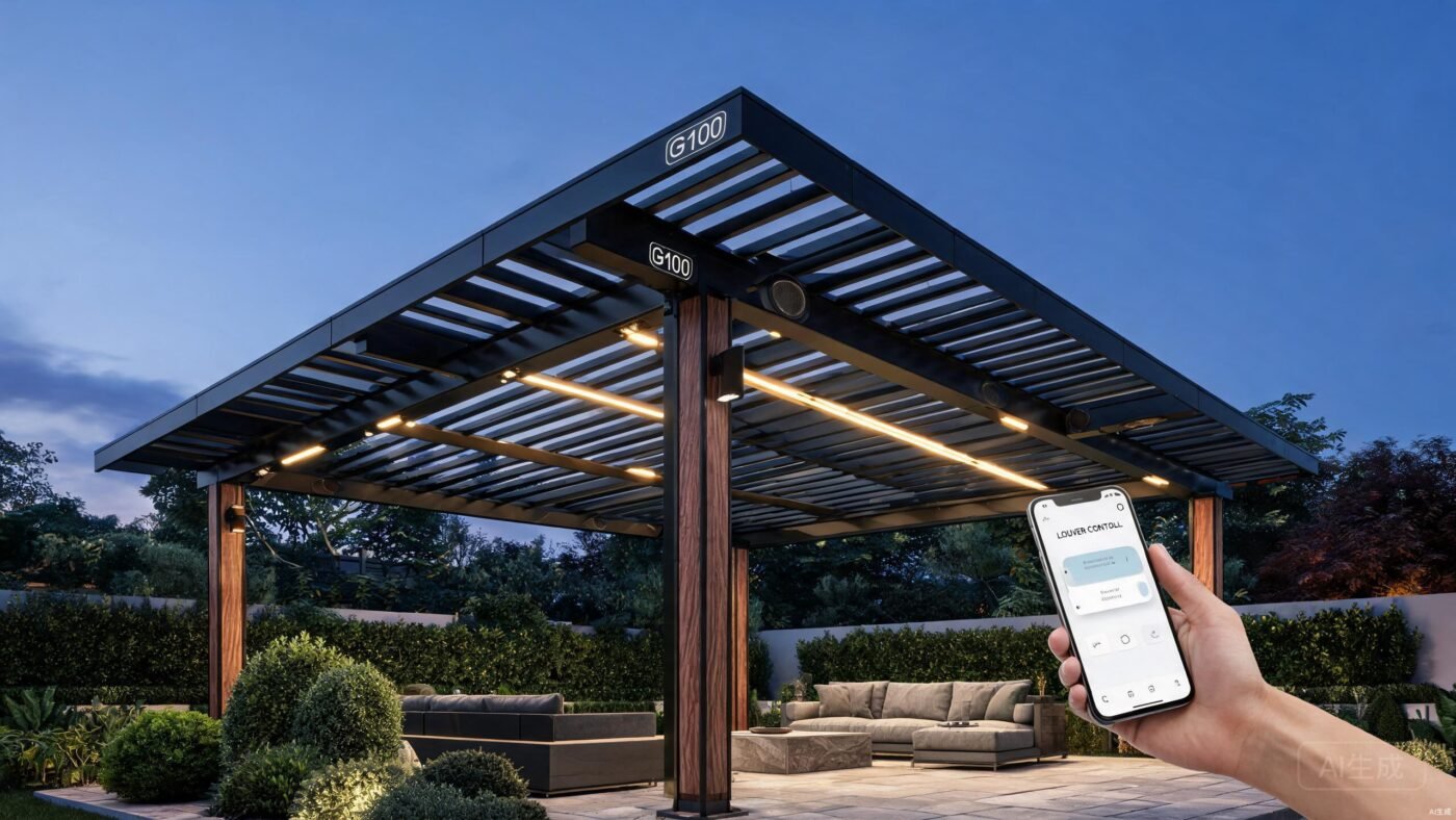 Aluminum pergola for Data Centers - detail view