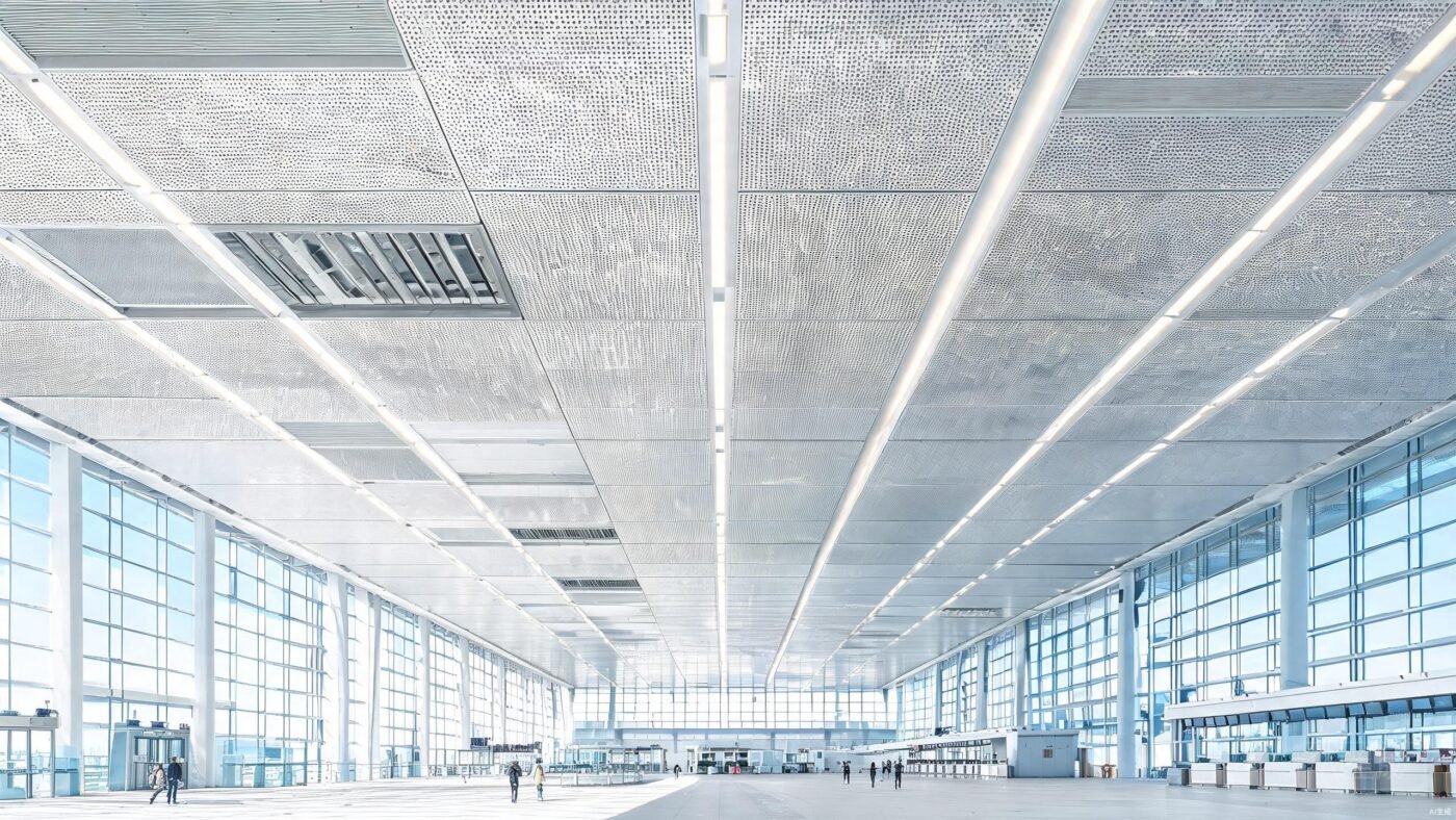 Clip-in aluminum ceiling tile - detail view